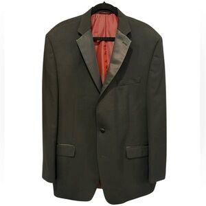 Madison Black Tuxedo Jacket Formal Blazer Dinner Coat Satin Lapels Red Lined 46L